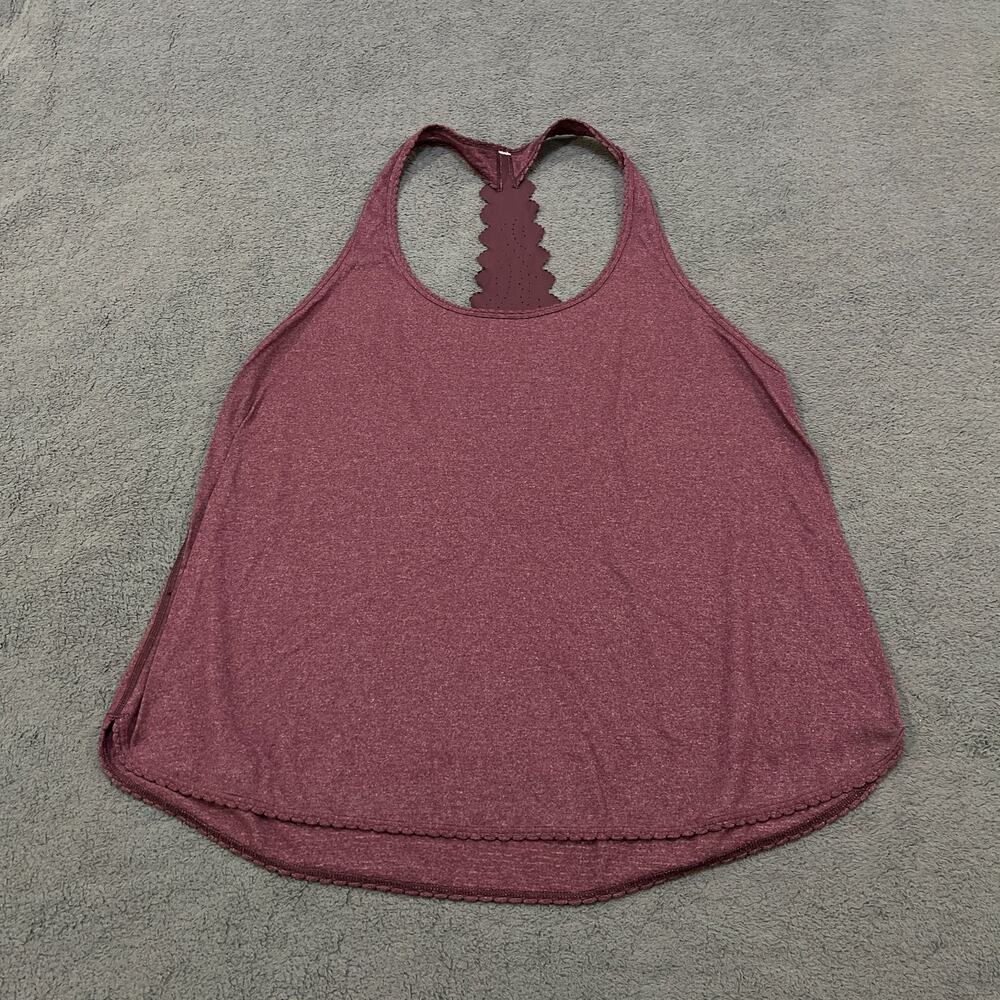 Lululemon 105 F Singlet Maroon Scalloped Laser Cut Back Tank Top Women's Size 4